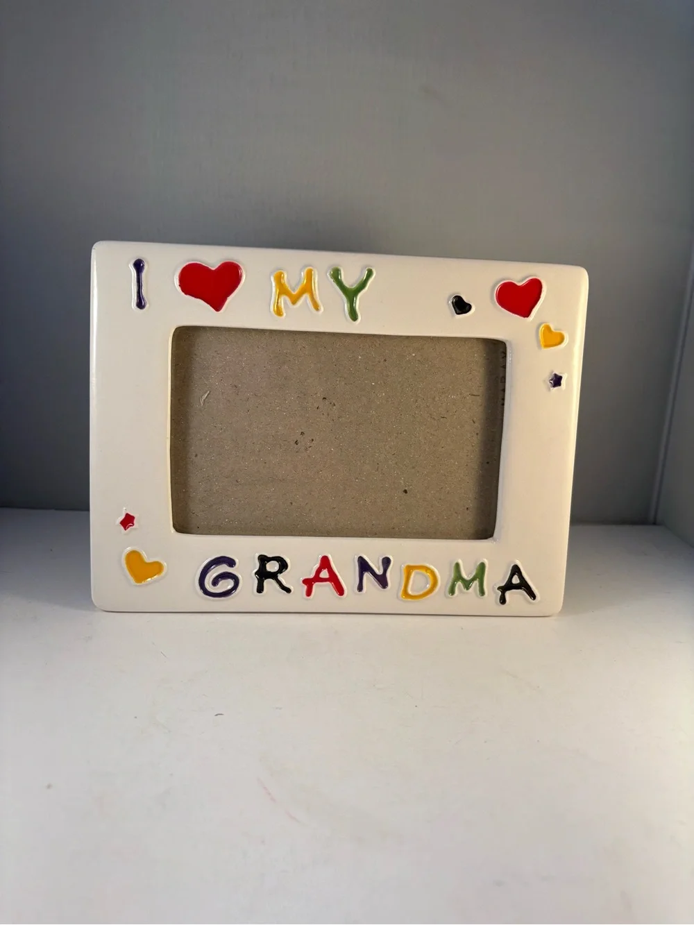 Retro “I Love My Grandma” Ceramic Picture Frame 3.5 X 5 Pic Heart Colorful 8x6